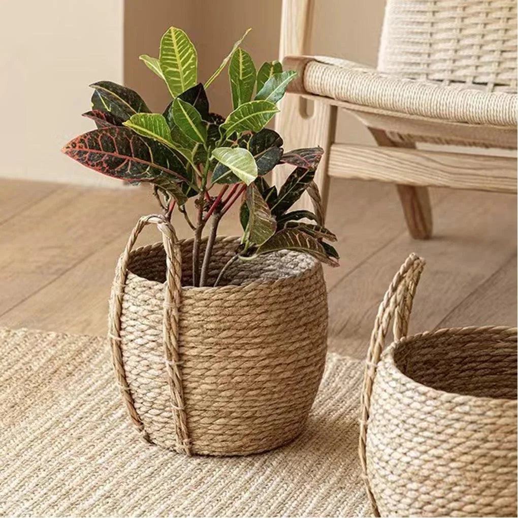 Rattan Woven Flowerpot Straw